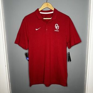 Nike Dri-Fit Mens Polo Shirt Oklahoma Sooners‎ Football Short Sleeve Red Size M